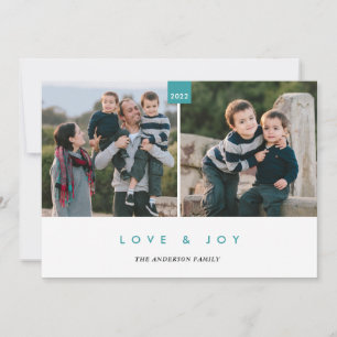 Cartes Pour Fêtes Annuelles Joyeux vacances Turquoise minimum 2 Photo Noël