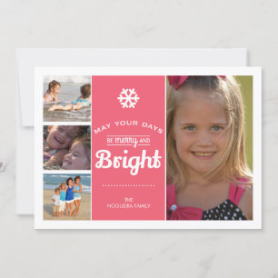 Cartes Pour Fêtes Annuelles Joyeux Vacances Vacances Photo Noël Collage rose