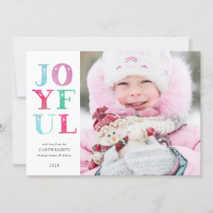 Cartes Pour Fêtes Annuelles JOYEUX VACANCES Whimsical Pastel One Photo