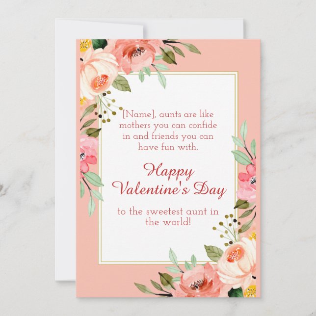 Cartes Pour Fêtes Annuelles Joyeux Valentin à ma tante (Devant)