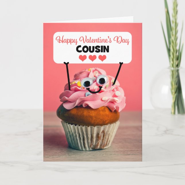 Cartes Pour Fêtes Annuelles Joyeux Valentin Cousin mignonne Cupcake (Devant)