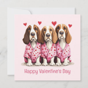 Cartes Pour Fêtes Annuelles Joyeux Valentines Day Basset Hound Dogs