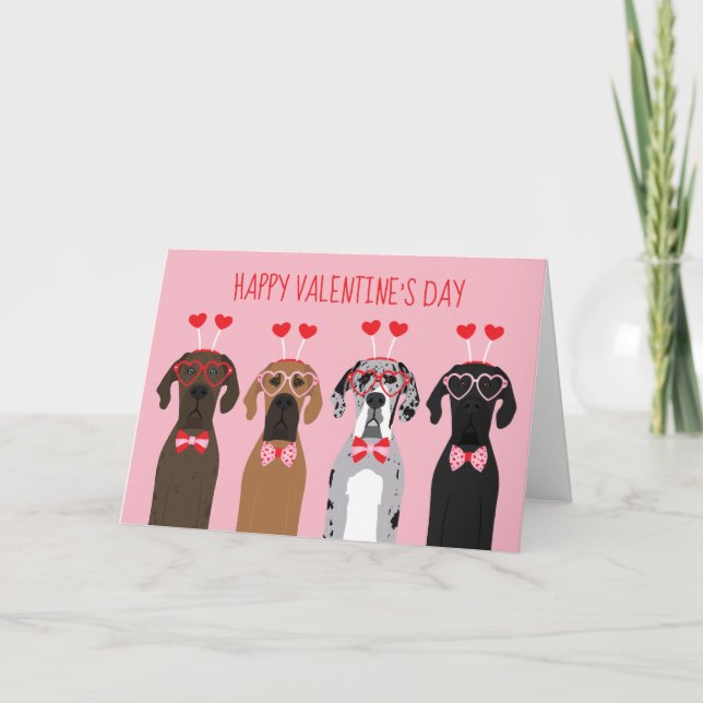 Cartes Pour Fêtes Annuelles Joyeux Valentines Day Chiens de Danse (Devant)