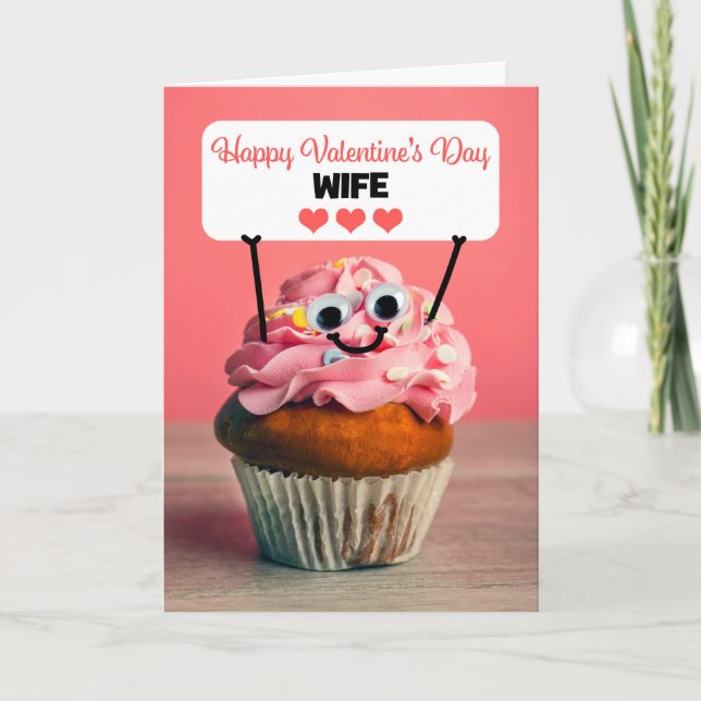 Cartes Pour Fêtes Annuelles Joyeux Valentines Day Femme mignonne Cupcake (Devant)