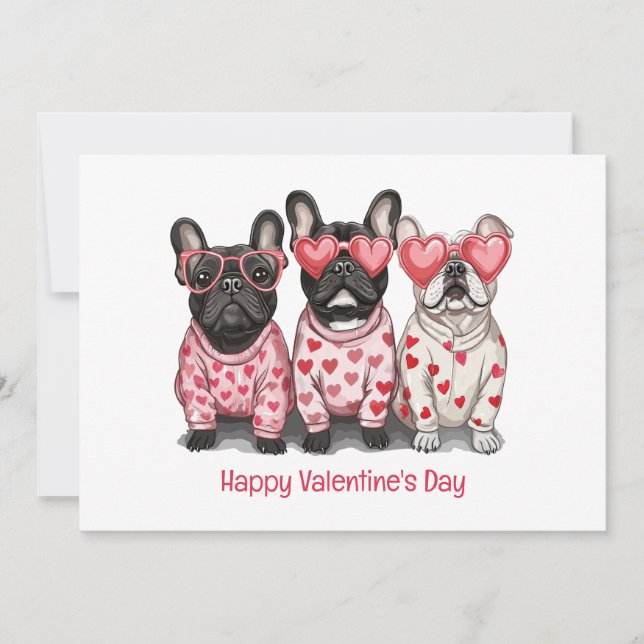 Cartes Pour Fêtes Annuelles Joyeux Valentines Day French Bulldog (Devant)