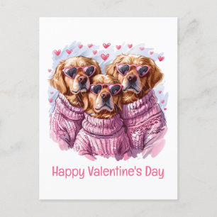 Cartes Pour Fêtes Annuelles Joyeux Valentines Day Golden Retriever Dogs