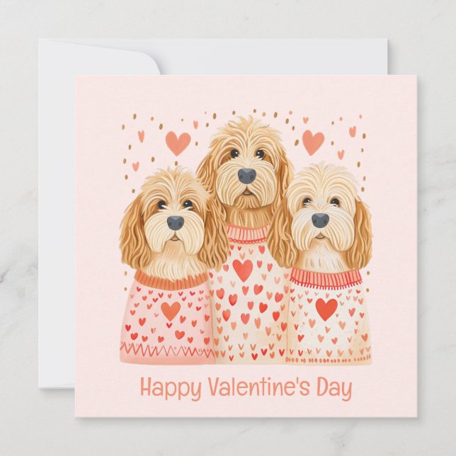 Cartes Pour Fêtes Annuelles Joyeux Valentines Day Goldendoodle Dogs (Devant)