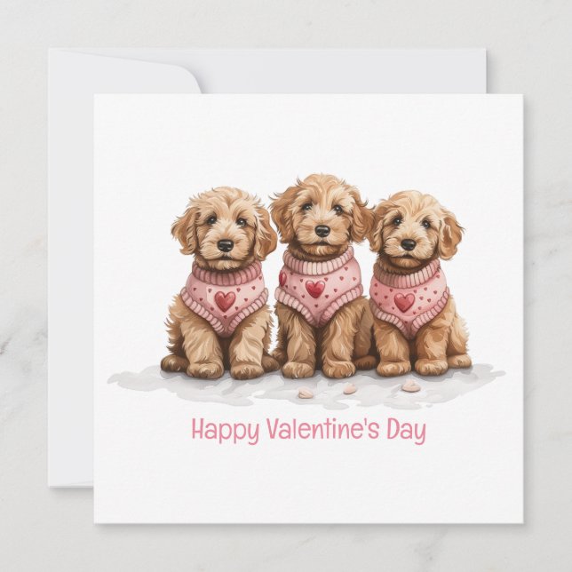 Cartes Pour Fêtes Annuelles Joyeux Valentines Day Goldendoodle Dogs (Devant)