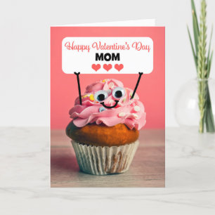 Cartes Pour Fêtes Annuelles Joyeux Valentines Day Maman mignonne Cupcake