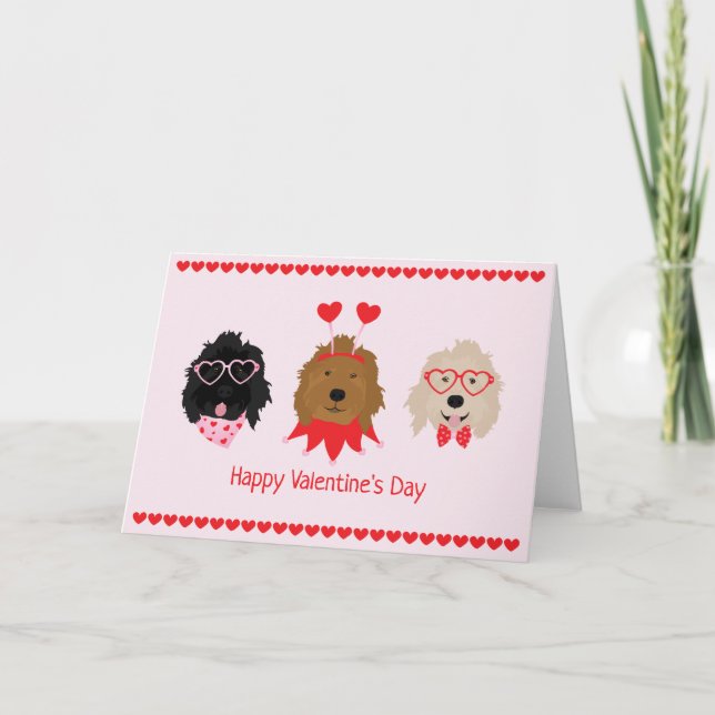 Cartes Pour Fêtes Annuelles Joyeux Valentines Day Mini Goldendoodle Chiens (Devant)