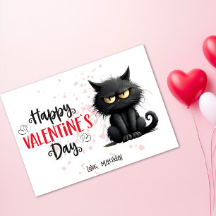 Cartes Pour Fêtes Annuelles Joyeux Valentines Jour Drôle Chat Noir