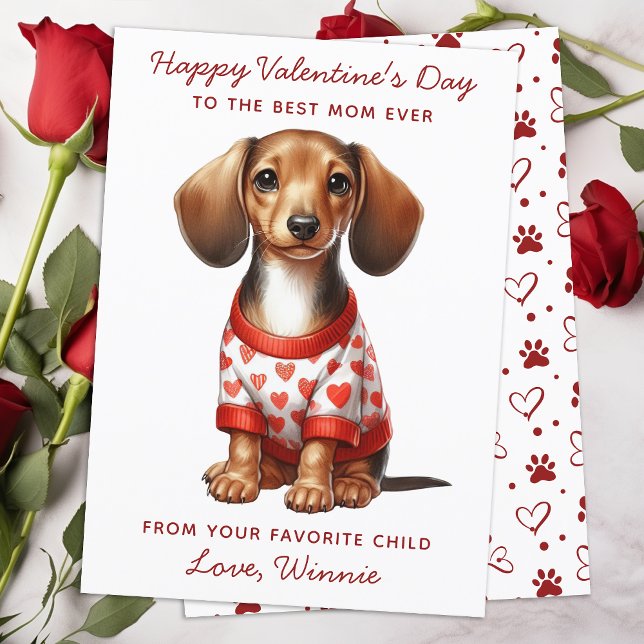 Cartes Pour Fêtes Annuelles Joyeux Valentines Jour Du Chien Cute Dachshund (Créateur téléchargé)
