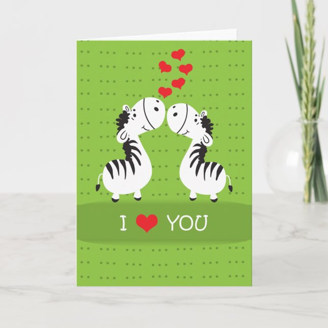 Cartes Pour Fêtes Annuelles Joyeux Valentines Jour joyeux zèbres mignons avec  (Devant)