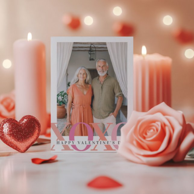 Cartes Pour Fêtes Annuelles Joyeux Valentines moderne photo rose (Créateur téléchargé)
