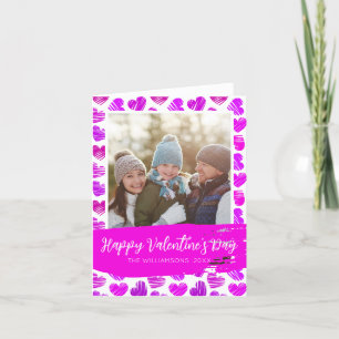 Cartes Pour Fêtes Annuelles Joyeux Valentines Moderne Purple Coeurs Rose Photo