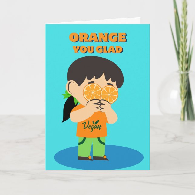 Cartes Pour Fêtes Annuelles Joyeux veganniversaire Vegan Celebration mignonne  (Devant)
