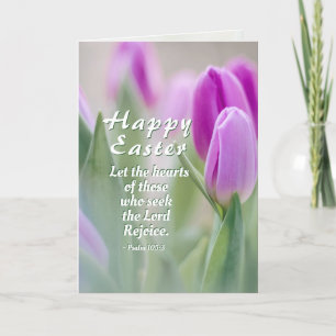 Cartes Pour Fêtes Annuelles Joyeux Verset Bible de Pâques Tulipes roses