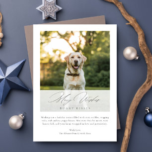 Cartes Pour Fêtes Annuelles Joyeux voeux Chien Baisers Élégant Photo de Noël