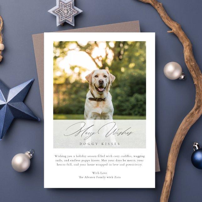 Cartes Pour Fêtes Annuelles Joyeux voeux Chien Baisers Élégant Photo de Noël (Créateur téléchargé)