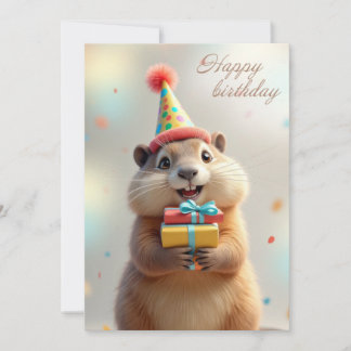 Cartes Pour Fêtes Annuelles Joyeux voeux d'anniversaire d'une marmotte mignonn
