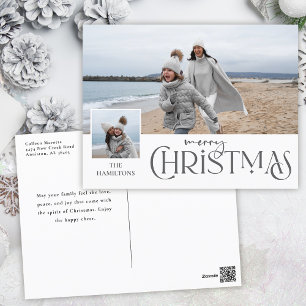 Cartes Pour Fêtes Annuelles Joyeux voeux de Noël avec Insertion photo Argent