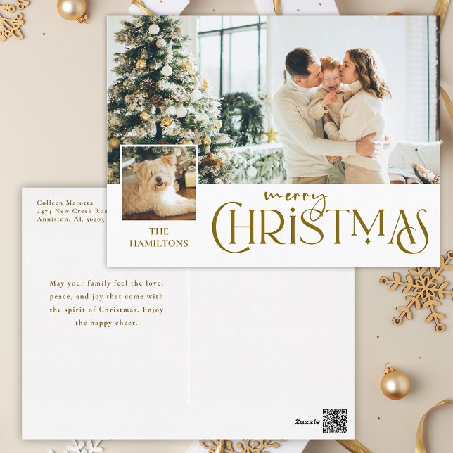 Cartes Pour Fêtes Annuelles Joyeux voeux de Noël avec Photo Insert Gold (Créateur téléchargé)