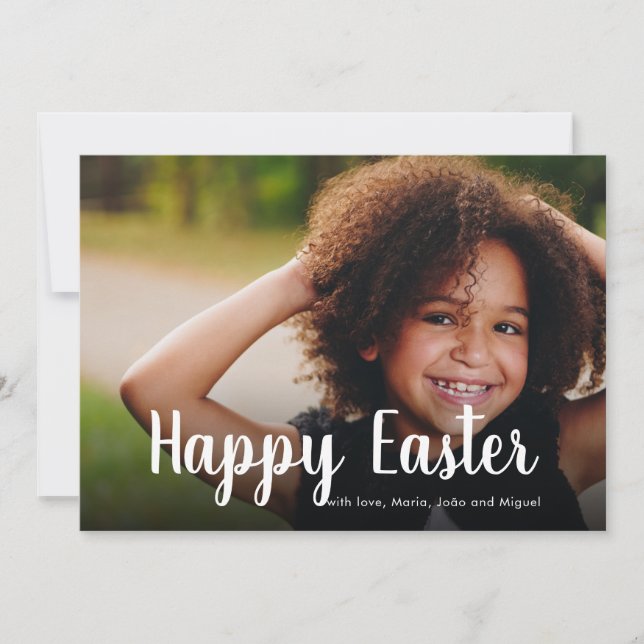 Cartes Pour Fêtes Annuelles Joyeux voeux de Pâques Photo Famille Caligraphie m (Devant)