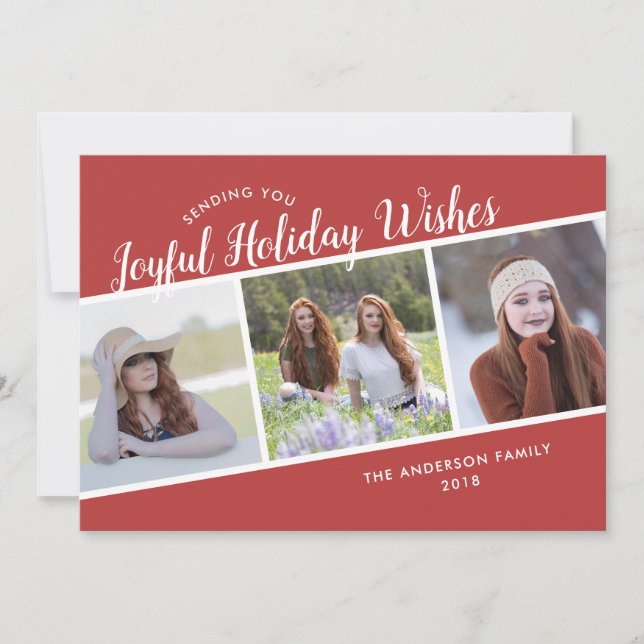 Cartes Pour Fêtes Annuelles Joyeux voeux de vacances | 3 Noël photo (Devant)
