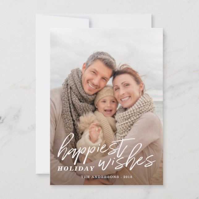 Cartes Pour Fêtes Annuelles Joyeux voeux de vacances manuscrits Script photo (Devant)