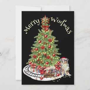 Cartes Pour Fêtes Annuelles Joyeux Woofmas Design pour Chien - Berger Australi