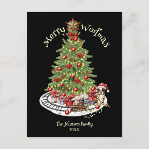 Cartes Pour Fêtes Annuelles Joyeux Woofmas Design pour Chien - Boston Terrier