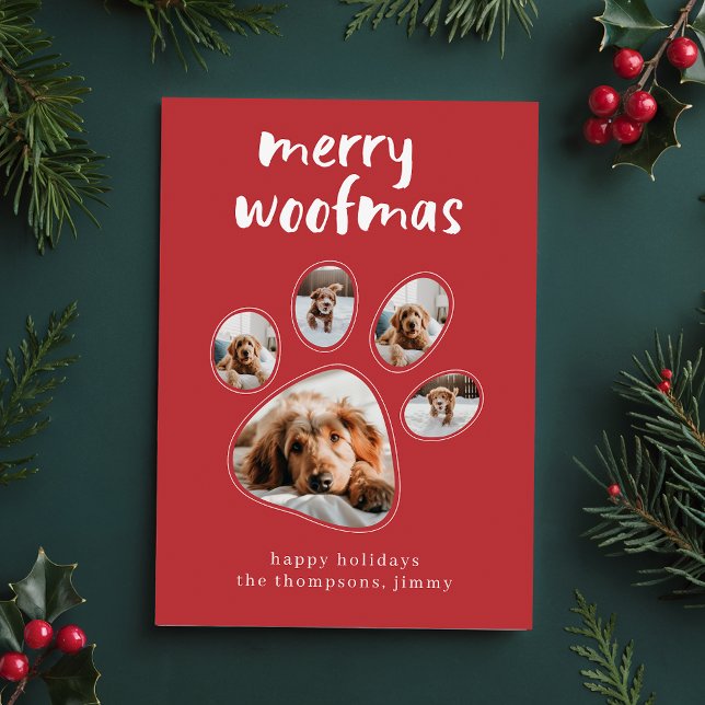 Cartes Pour Fêtes Annuelles Joyeux Woofmas Funny Chien de compagnie Photo Noël (Créateur téléchargé)