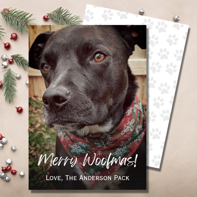Cartes Pour Fêtes Annuelles Joyeux Woofmas mignon chien photo Noël (Créateur téléchargé)