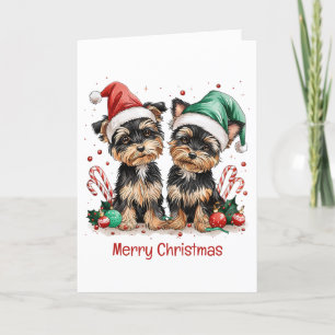 Cartes Pour Fêtes Annuelles Joyeux Yorkshire Terrier Chiens de Noël
