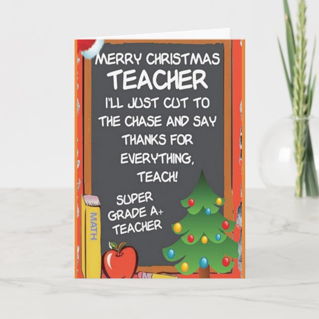 CARTES POUR FÊTES ANNUELLES JOYEZ NOËL À MON SUPER ***ENSEIGNANT*** (Devant)