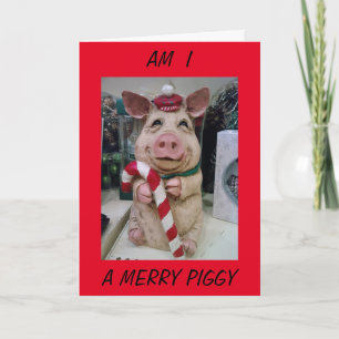 CARTES POUR FÊTES ANNUELLES JOYEZ NOËL D'UNE PIGGIE TRÈS FESTIVE