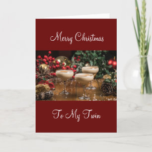 CARTES POUR FÊTES ANNUELLES JOYEZ NOËL ET UN TOAST À MON ***TWIN***