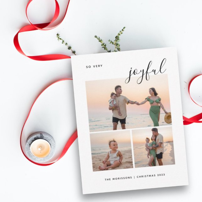 Cartes Pour Fêtes Annuelles Joyful 3 photo moderne joyeux Noël heureux (Créateur téléchargé)