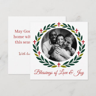 Cartes Pour Fêtes Annuelles Joyful Cross Wreath Christian Custom Photo