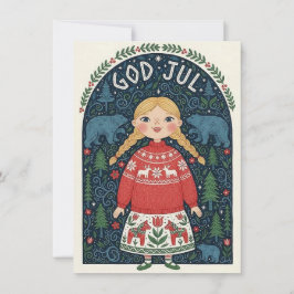 Cartes Pour Fêtes Annuelles Joyful Girl In Red Sweater