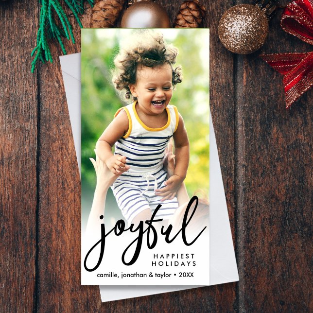 Cartes Pour Fêtes Annuelles Joyful Happest Christmas Holidays Custom Photo (Créateur téléchargé)