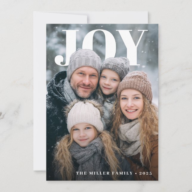 Cartes Pour Fêtes Annuelles Joyful Minimalist Holiday Photo (Devant)