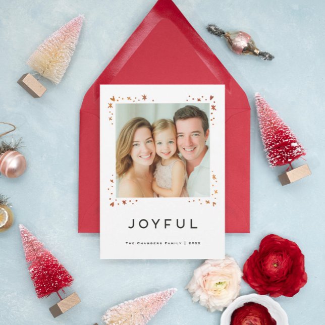 Cartes Pour Fêtes Annuelles Joyful Modern Hearts et Snowflakes Design de vacan (Créateur téléchargé)