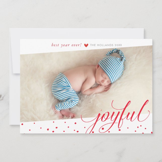 Cartes Pour Fêtes Annuelles JOYFUL NOËL VACANCES élégant calligraphie rouge (Devant)