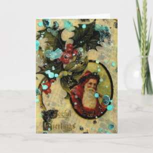 Cartes Pour Fêtes Annuelles Joyful Père Noël Collage