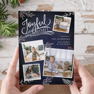 Cartes Pour Fêtes Annuelles Joyful Wish   Christmas Photo Collage Card