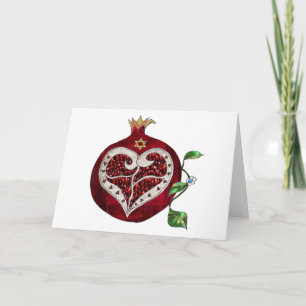 Cartes Pour Fêtes Annuelles Judaïca Grenade Cœur Hanukkah Rosh Hashanah