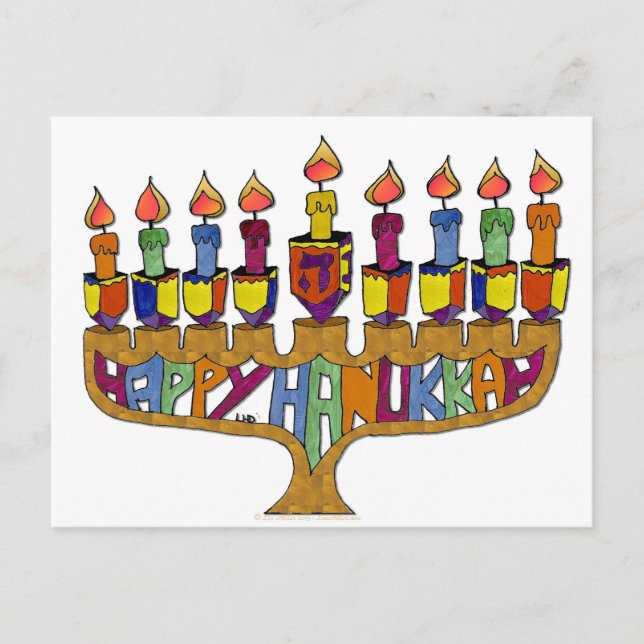 Cartes Pour Fêtes Annuelles Judaica Happy Hanukkah (Devant)