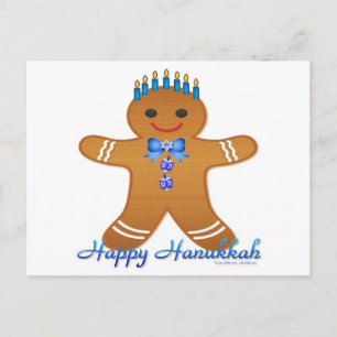 Cartes Pour Fêtes Annuelles Judaïque Hanoukka Gingerbread Homme Menorah