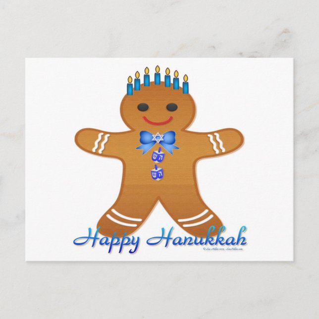 Cartes Pour Fêtes Annuelles Judaïque Hanoukka Gingerbread Homme Menorah (Devant)